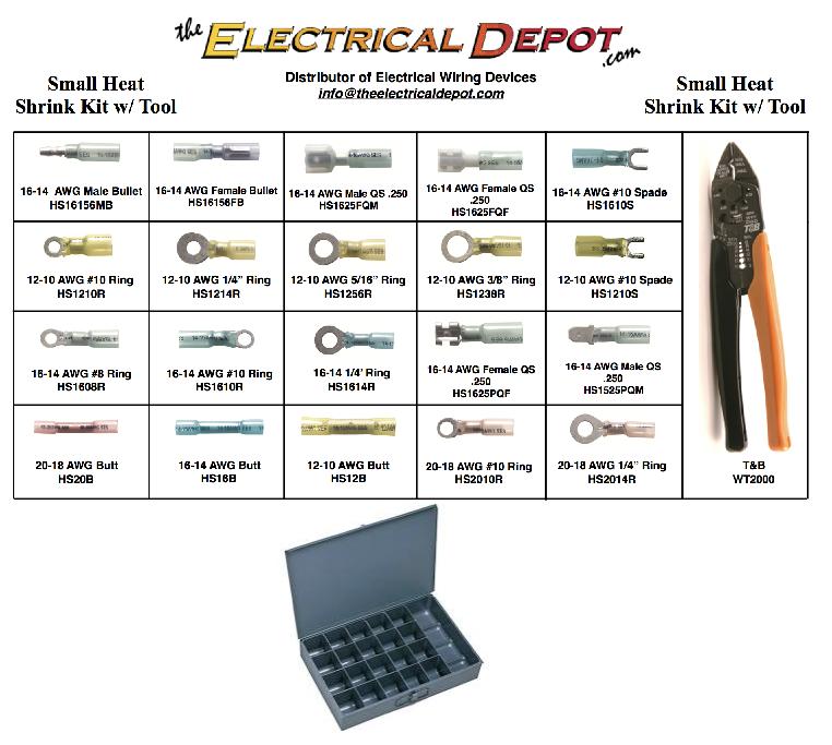 Small Heat Shrink Terminal Kit with T&B Crimp Tool WT2000 - Click Image to Close